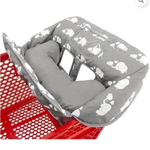 Gray Baby Shopping Cart Cover with Elephant Print